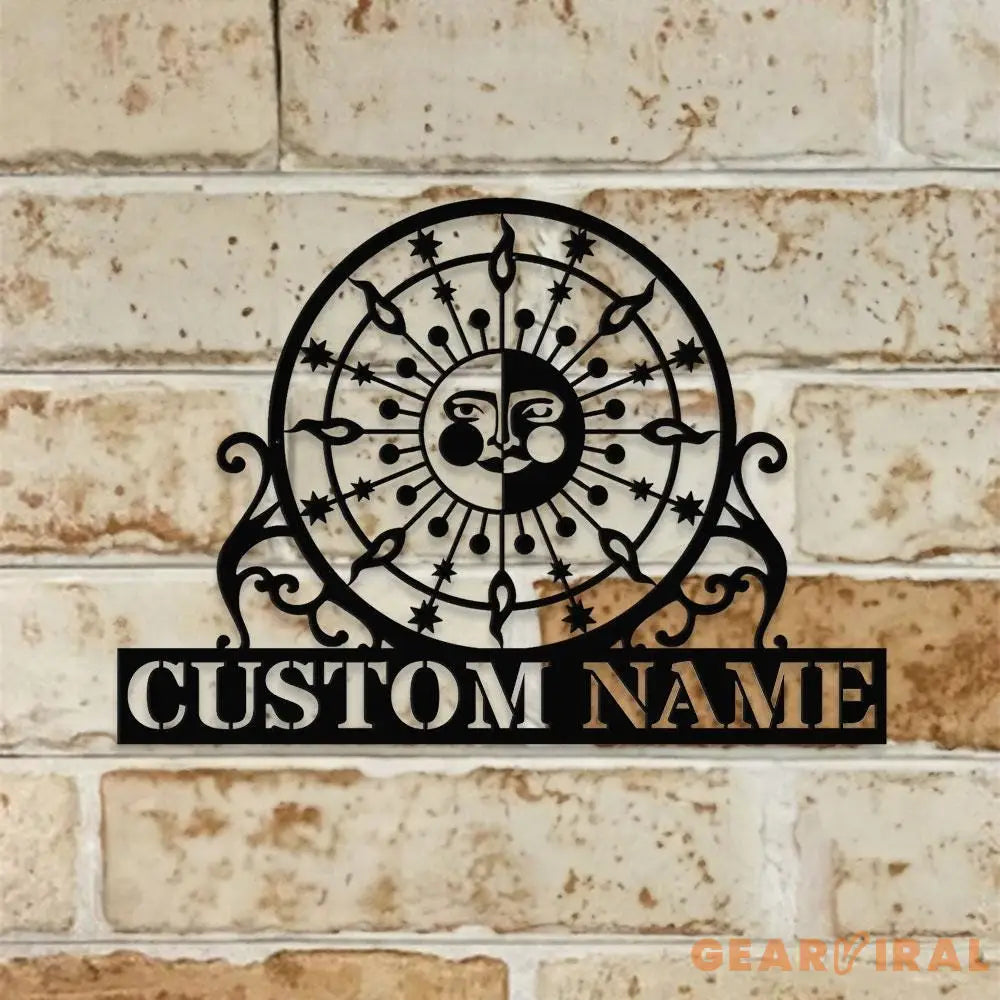 Sun and Moon Time Metal Sign Personalized Family Name Metal Sign Family LED Wall Decor Personalized Wall Art