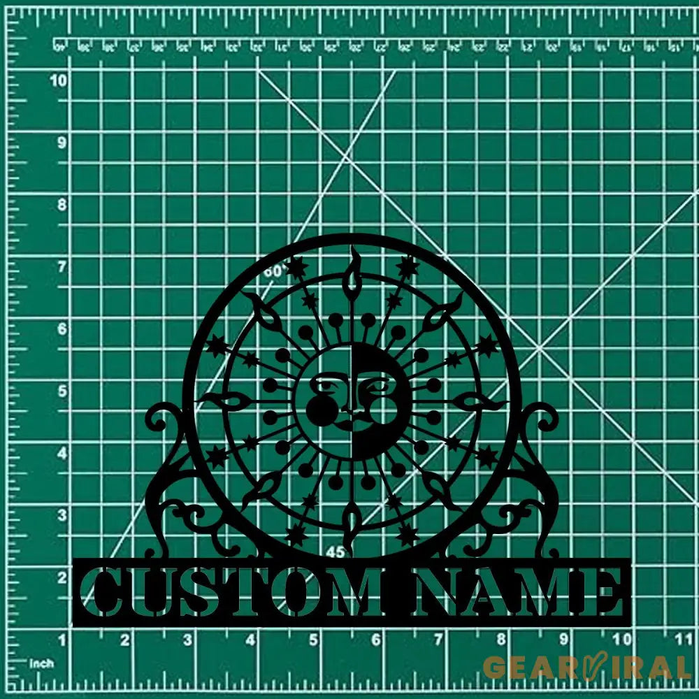 Sun and Moon Time Metal Sign Personalized Family Name Metal Sign Family LED Wall Decor Personalized Wall Art