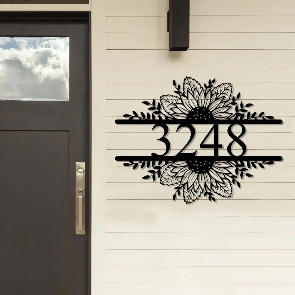 Sunflower Address Sign Outdoor Patio Metal Sign Address Marker - Gearviral