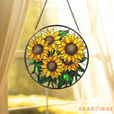 Sunflower Glass Suncatcher Floral Pendant Window Hanging Mother’s Day Sunflower Gift Window Decor Grandma Gift