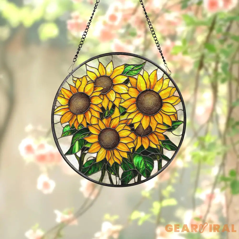 Sunflower Glass Suncatcher Floral Pendant Window Hanging Mother’s Day Sunflower Gift Window Decor Grandma Gift