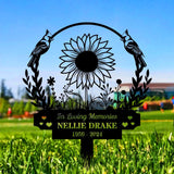 Sunflower Memorial Name Stake Metal Sign, Personalized Family Name Metal Sign, Family Wall Decor, Personalized Wall Art, Housewarming