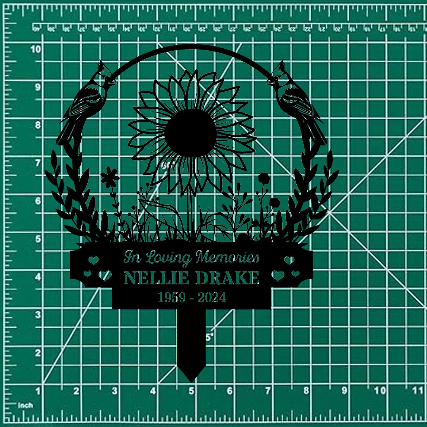 Sunflower Memorial Name Stake Metal Sign, Personalized Family Name Metal Sign, Family Wall Decor, Personalized Wall Art, Housewarming