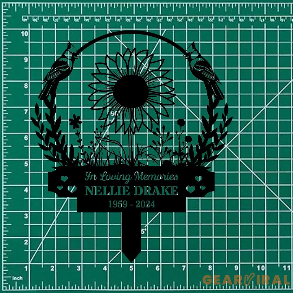 Sunflower Memorial Name Stake Metal Sign Personalized Family Name Metal Sign Family Wall Decor Personalized Wall Art