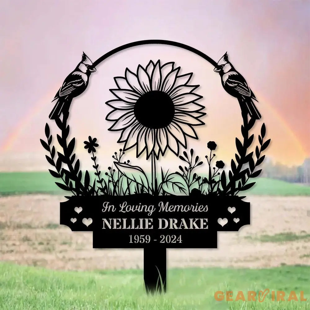 Sunflower Memorial Name Stake Metal Sign Personalized Family Name Metal Sign Family Wall Decor Personalized Wall Art