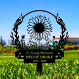 Sunflower Memorial Name Stake Metal Sign Personalized Family Name Metal Sign Family Wall Decor Personalized Wall Art