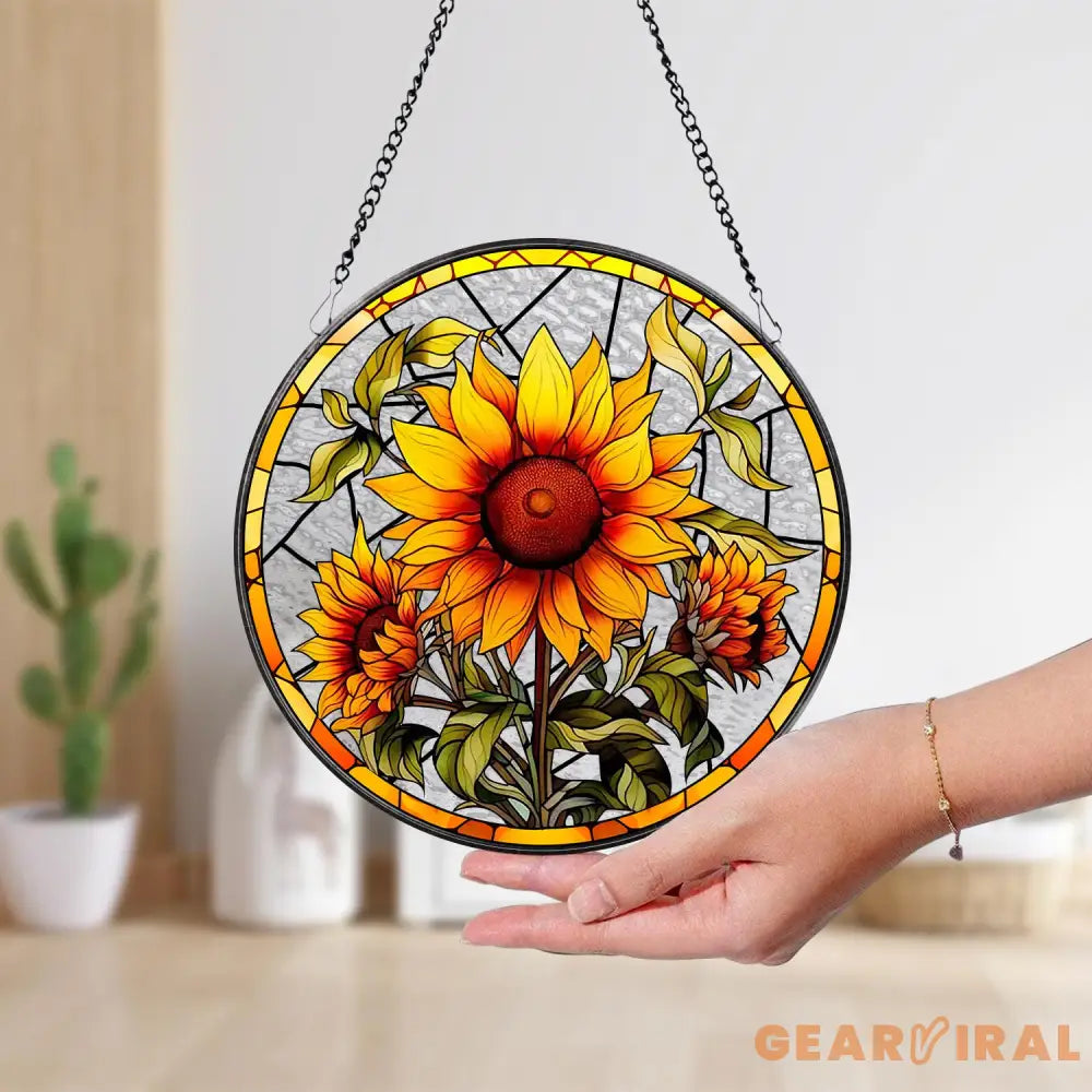 Sunflowers Window Stained Glass Suncatcher Sunflowers Suncatcher Flower Garden Gift Birthday Gift Window Hanging