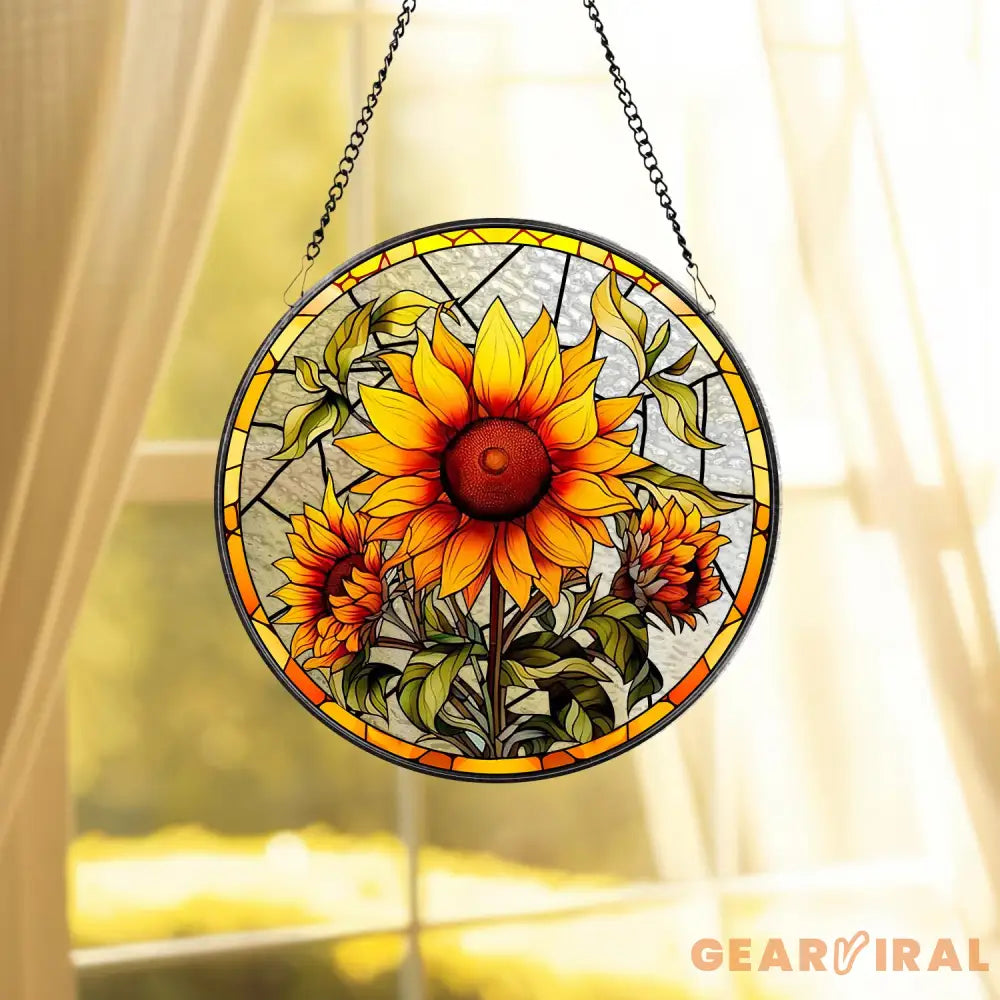 Sunflowers Window Stained Glass Suncatcher Sunflowers Suncatcher Flower Garden Gift Birthday Gift Window Hanging
