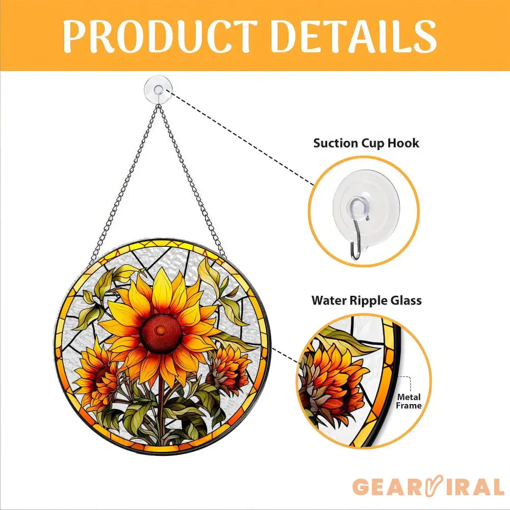 Sunflowers Window Stained Glass Suncatcher Sunflowers Suncatcher Flower Garden Gift Birthday Gift Window Hanging