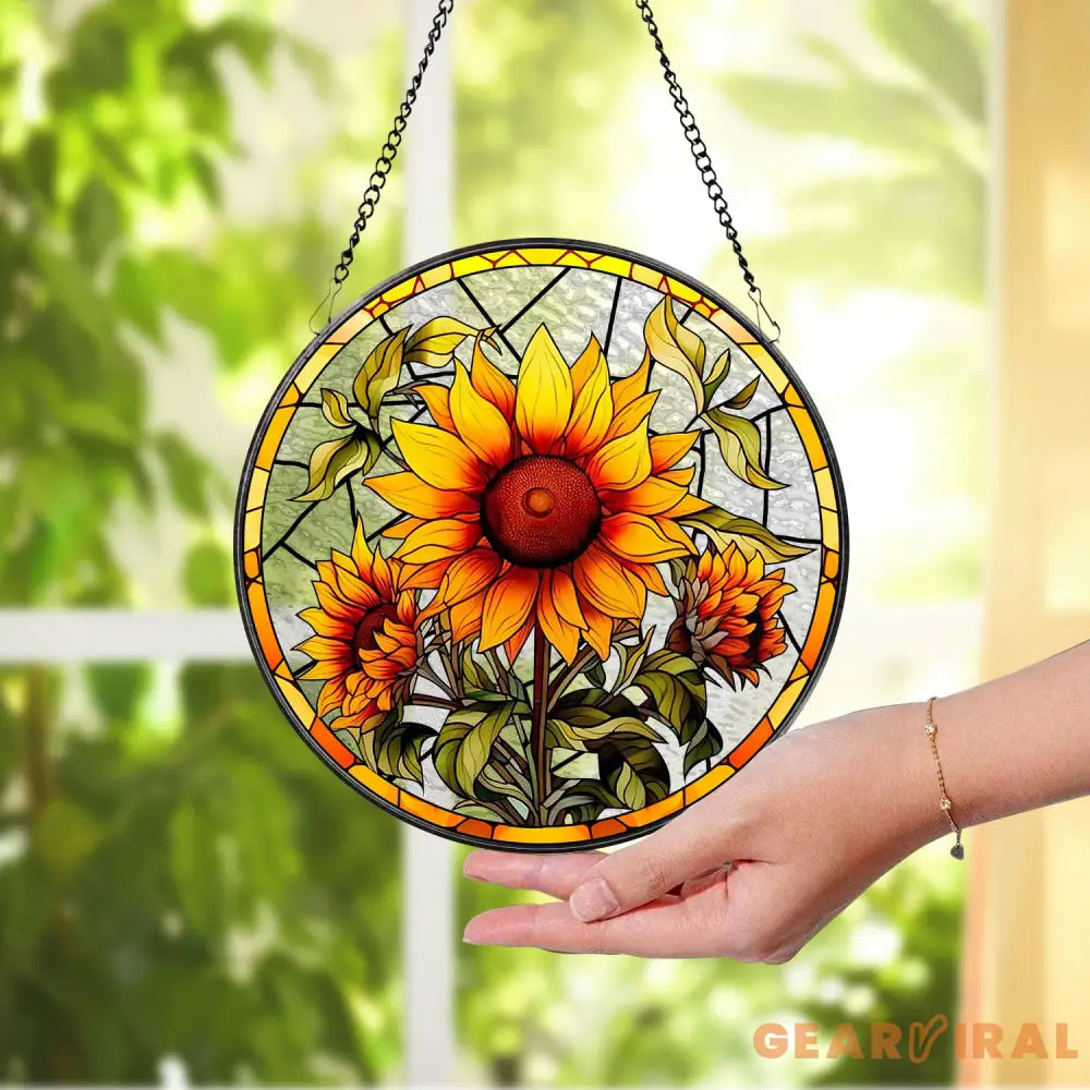 Sunflowers Window Stained Glass Suncatcher Sunflowers Suncatcher Flower Garden Gift Birthday Gift Window Hanging