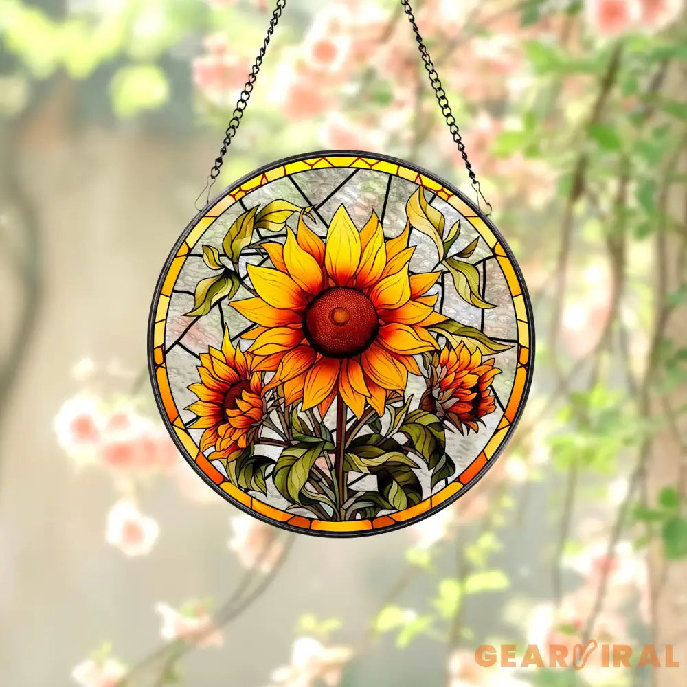 Sunflowers Window Stained Glass Suncatcher Sunflowers Suncatcher Flower Garden Gift Birthday Gift Window Hanging