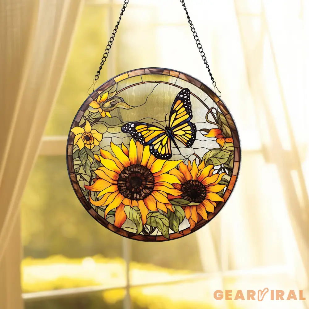 Sunflowers Window Stained Glass Sunflowers Suncatcher Flower Garden Gift Home Decor Birthday Gift Window Hanging