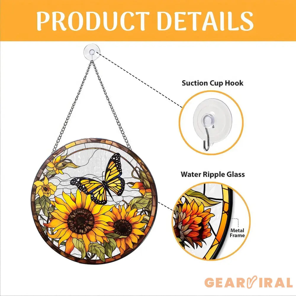 Sunflowers Window Stained Glass Sunflowers Suncatcher Flower Garden Gift Home Decor Birthday Gift Window Hanging