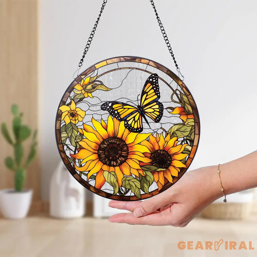 Sunflowers Window Stained Glass Sunflowers Suncatcher Flower Garden Gift Home Decor Birthday Gift Window Hanging