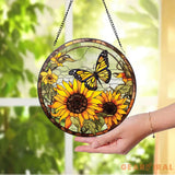 Sunflowers Window Stained Glass Sunflowers Suncatcher Flower Garden Gift Home Decor Birthday Gift Window Hanging