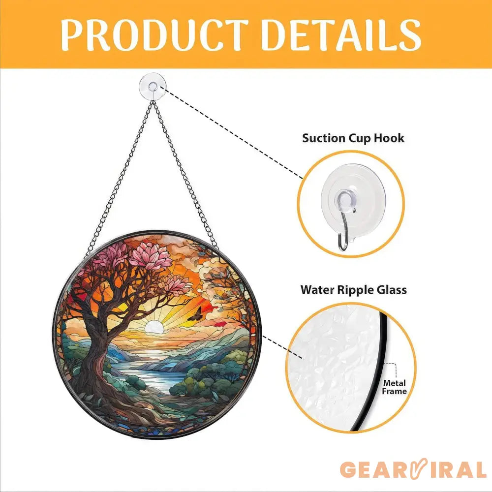 Sunset In The Forest Suncatcher Mountain Range Window Hanging Landscape Window Decor Sunset Suncatcher Gift for Sunset