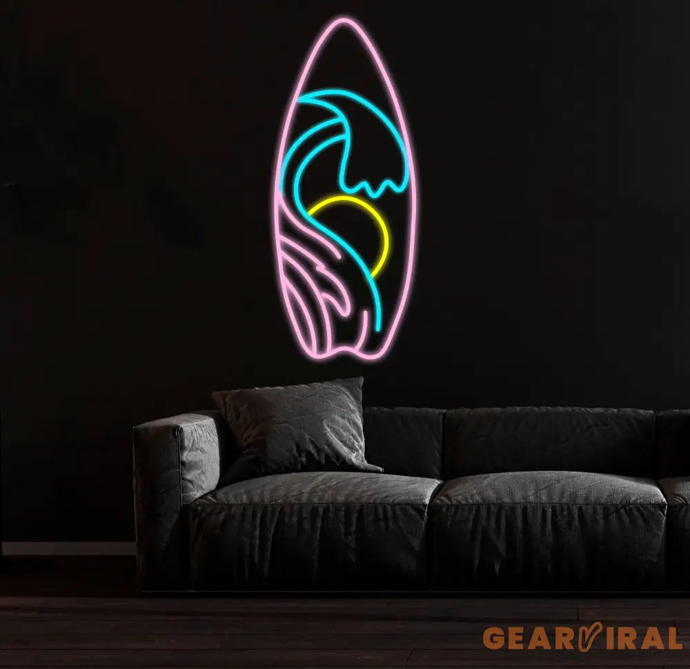 Surfboard Neon Sign Surf Wall Art Decor Hawaii Home Sign Summer Atmosphere Light Tiki Bar Decor Seaside Bar Decor