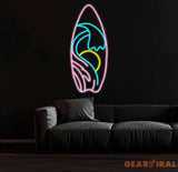 Surfboard Neon Sign Surf Wall Art Decor Hawaii Home Sign Summer Atmosphere Light Tiki Bar Decor Seaside Bar Decor