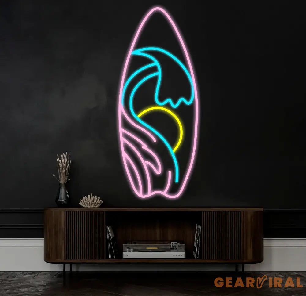 Surfboard Neon Sign Surf Wall Art Decor Hawaii Home Sign Summer Atmosphere Light Tiki Bar Decor Seaside Bar Decor