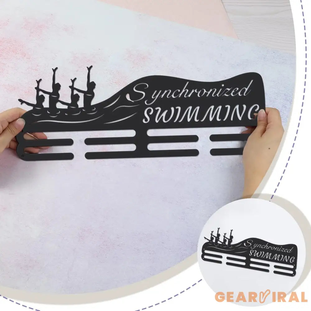 Synchronized Swimming Medal Holder Swimming Iron Medals Display Iron Medal Hook Accommodate for 60+ Medals Black Iron