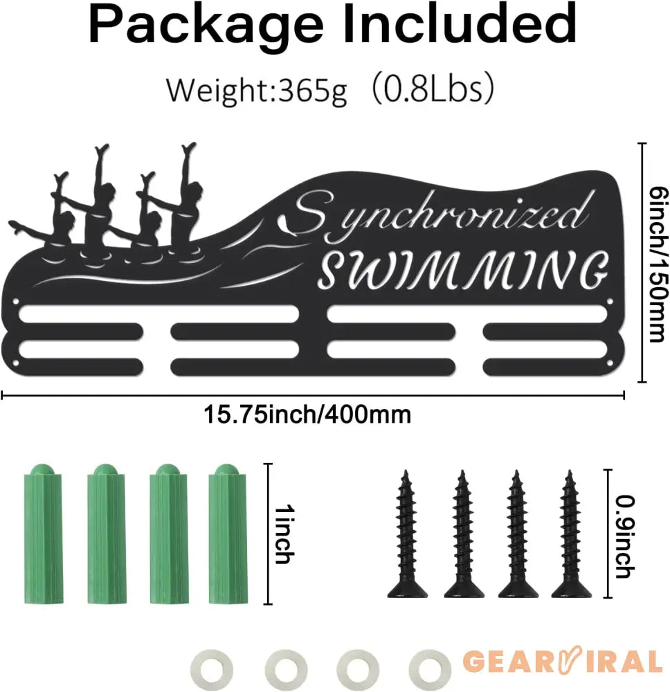 Synchronized Swimming Medal Holder Swimming Iron Medals Display Iron Medal Hook Accommodate for 60+ Medals Black Iron
