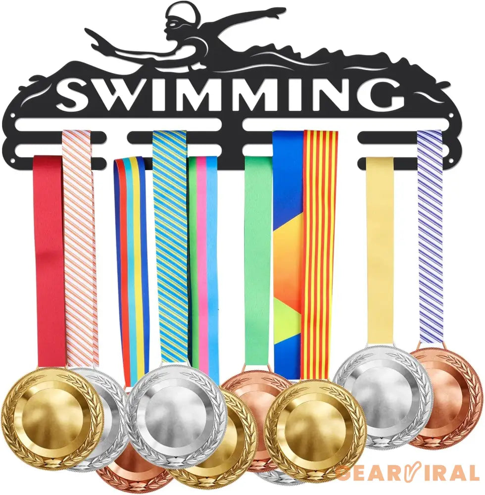 Synchronized Swimming Medal Holder Swimming Iron Medals Display Iron Medal Hook Accommodate for 60+ Medals Black Iron