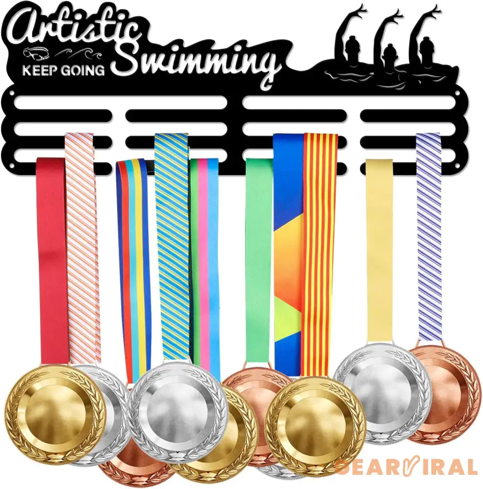 Synchronized Swimming Medal Holder Swimming Iron Medals Display Iron Medal Hook Accommodate for 60+ Medals Black Iron