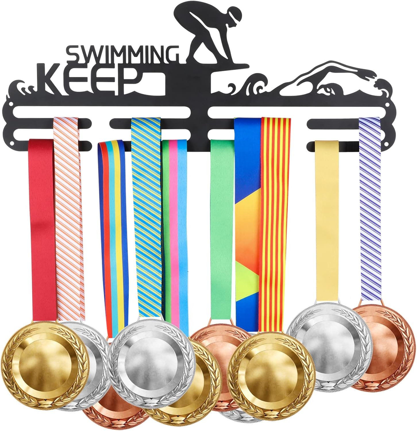Synchronized Swimming Medal Holder Swimming Iron Medals Display Iron Medal Hook Accommodate for 60+ Medals Black Iron Wall Mounted Hooks for Competition Medal Holder Display Wall Hanging | GearViral