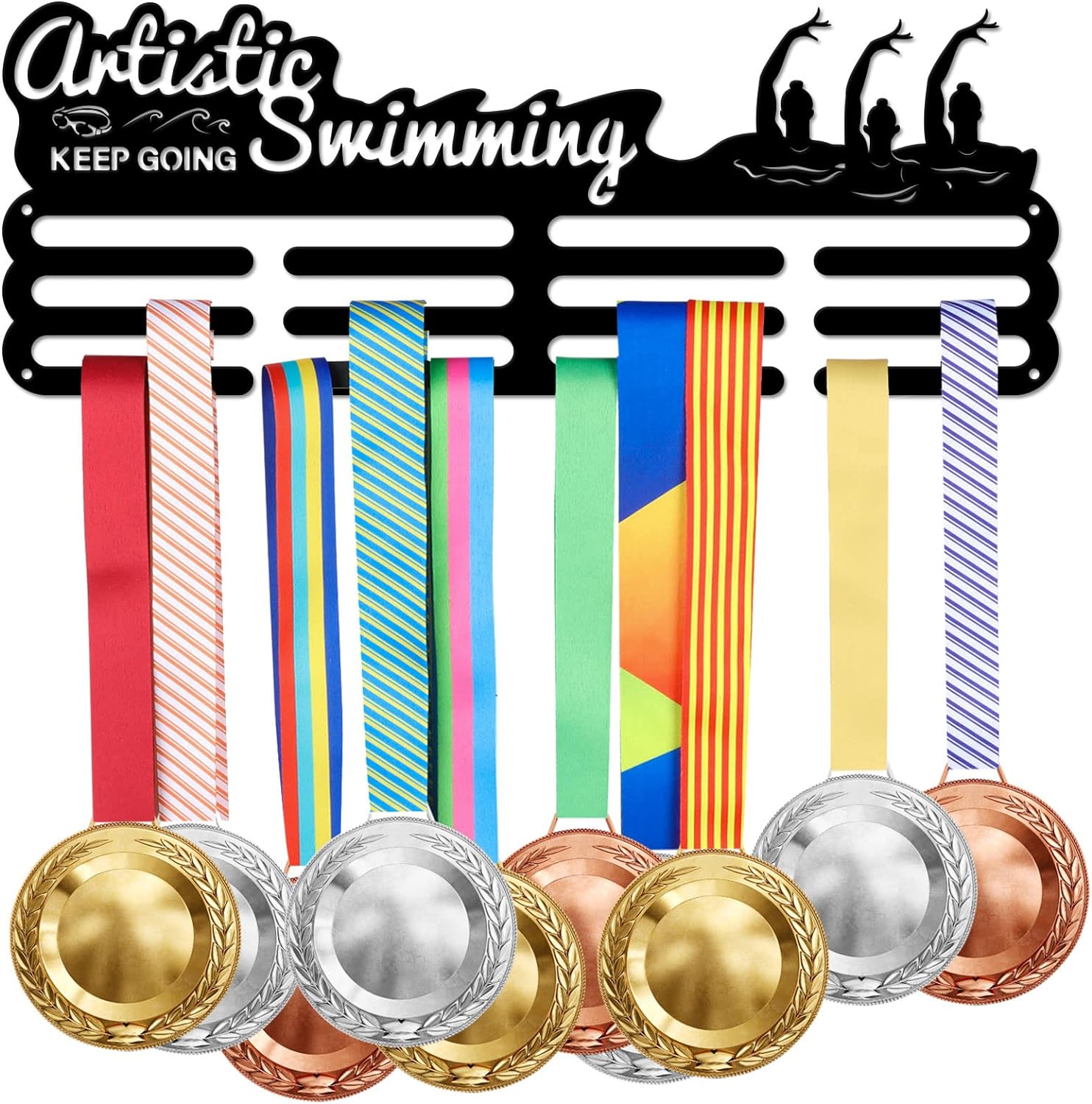 Synchronized Swimming Medal Holder Swimming Iron Medals Display Iron Medal Hook Accommodate for 60+ Medals Black Iron Wall Mounted Hooks for Competition Medal Holder Display Wall Hanging | GearViral
