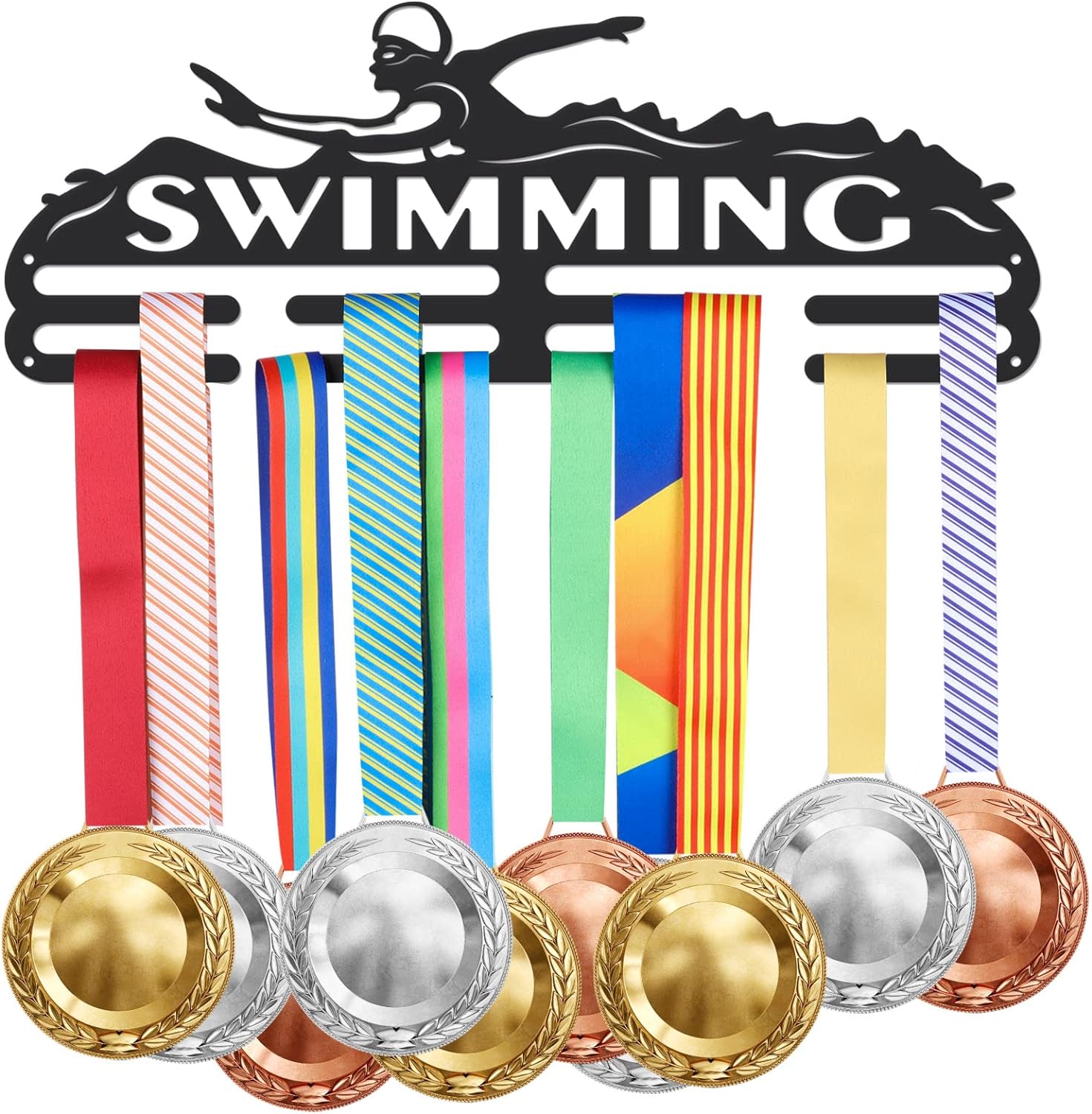 Synchronized Swimming Medal Holder Swimming Iron Medals Display Iron Medal Hook Accommodate for 60+ Medals Black Iron Wall Mounted Hooks for Competition Medal Holder Display Wall Hanging | GearViral