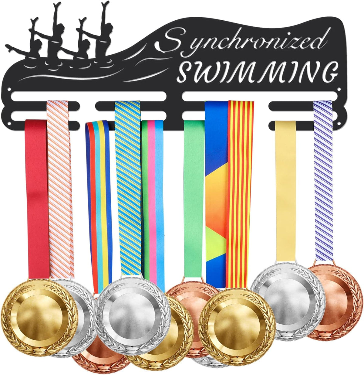 Synchronized Swimming Medal Holder Swimming Iron Medals Display Iron Medal Hook Accommodate for 60+ Medals Black Iron Wall Mounted Hooks for Competition Medal Holder Display Wall Hanging | GearViral