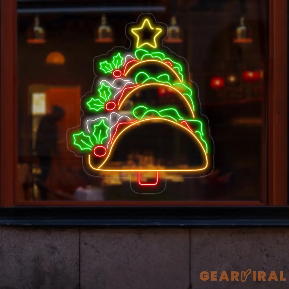 Taco Christmas Tree Neon Sign Fast Food Light Mexican Tacos Led Lights Mexican Food Neon Light Shop LED Restaurant Decor