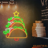 Taco Christmas Tree Neon Sign Fast Food Light Mexican Tacos Led Lights Mexican Food Neon Light Shop LED Restaurant Decor