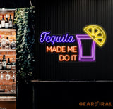 Tequila Made Me Do It Neon Sign - Tequila LED Bar Light Drink Wall Art Open Sign Decor Perfect for Room or Restaurant