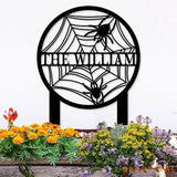 The Spider Web Garden Metal Stake Personalized Family Name Yard Sign Outdoor Door Garden Decor Garden Art Gift for