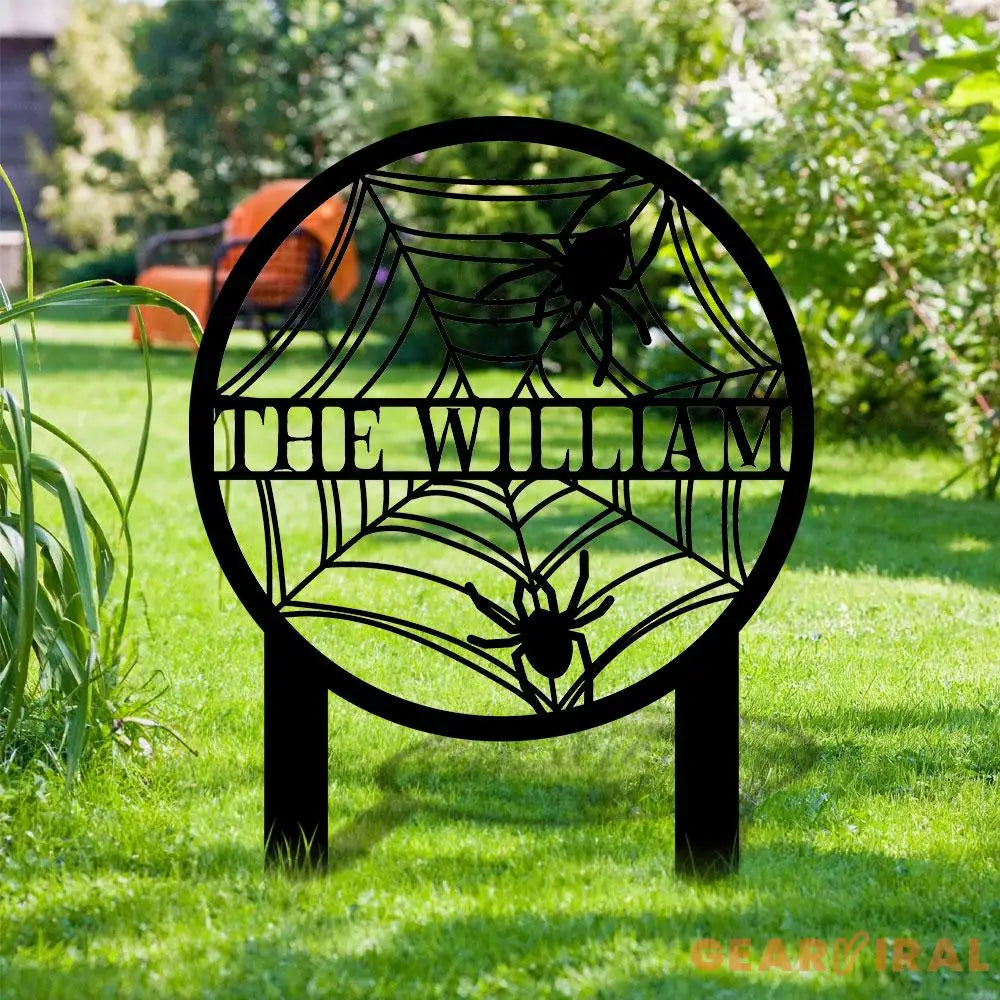The Spider Web Garden Metal Stake Personalized Family Name Yard Sign Outdoor Door Garden Decor Garden Art Gift for