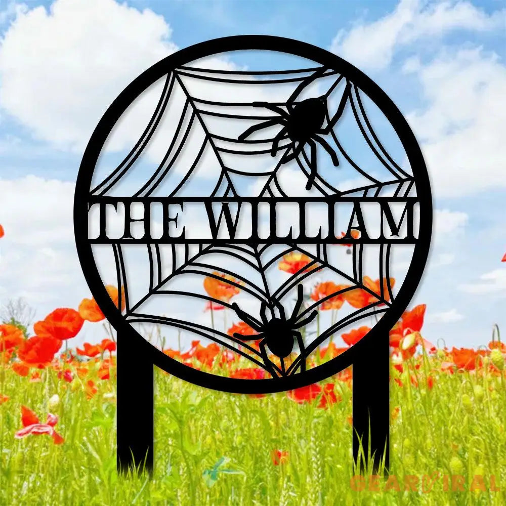 The Spider Web Garden Metal Stake Personalized Family Name Yard Sign Outdoor Door Garden Decor Garden Art Gift for