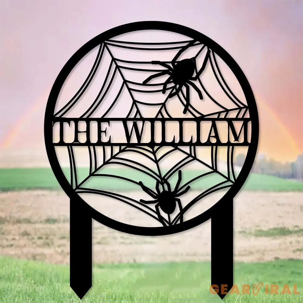 The Spider Web Garden Metal Stake Personalized Family Name Yard Sign Outdoor Door Garden Decor Garden Art Gift for