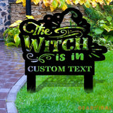 The Witch Is In Garden Metal Stake Personalized Family Name Yard Sign Outdoor Door Garden Decor Garden Art Gift for Fox