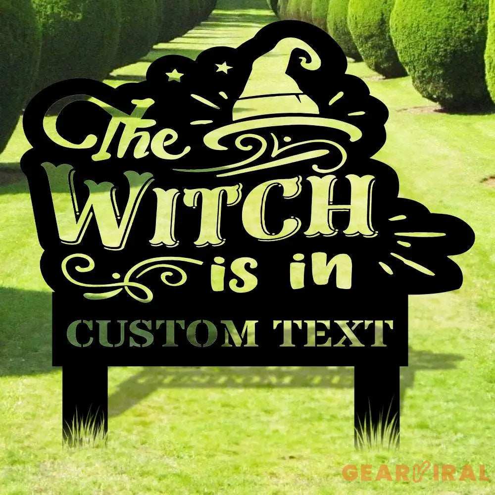 The Witch Is In Garden Metal Stake Personalized Family Name Yard Sign Outdoor Door Garden Decor Garden Art Gift for Fox