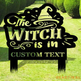 The Witch Is In Garden Metal Stake Personalized Family Name Yard Sign Outdoor Door Garden Decor Garden Art Gift for Fox