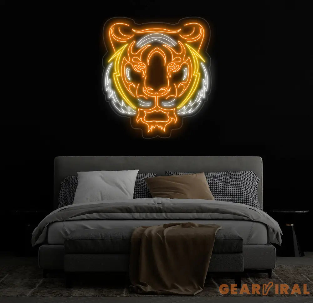 Tiger Head Neon Sign - LED Tiger Light for Animal Wall Decor Man Cave & Home Decor Wildlife Gift Custom Tiger Neon Art