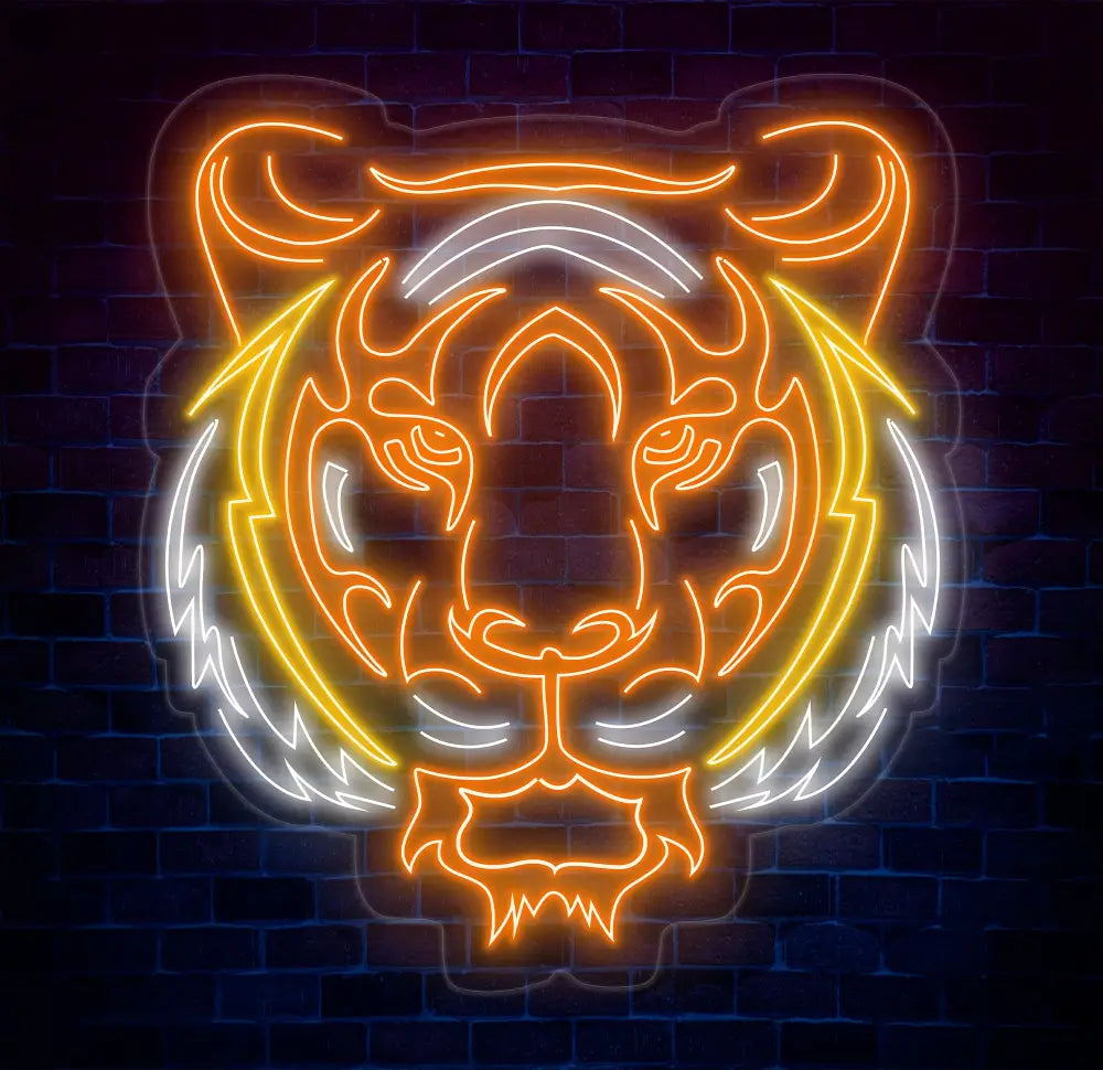 Tiger Head Neon Sign - LED Tiger Light for Animal Wall Decor Man Cave & Home Decor Wildlife Gift Custom Tiger Neon Art