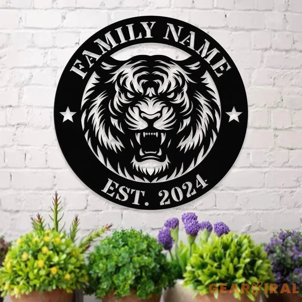 Tiger Metal Sign Personalized Family Name Led Sign Outdoor Door Decor Wall Art Custom Horse Farm Name Sign Housewarming