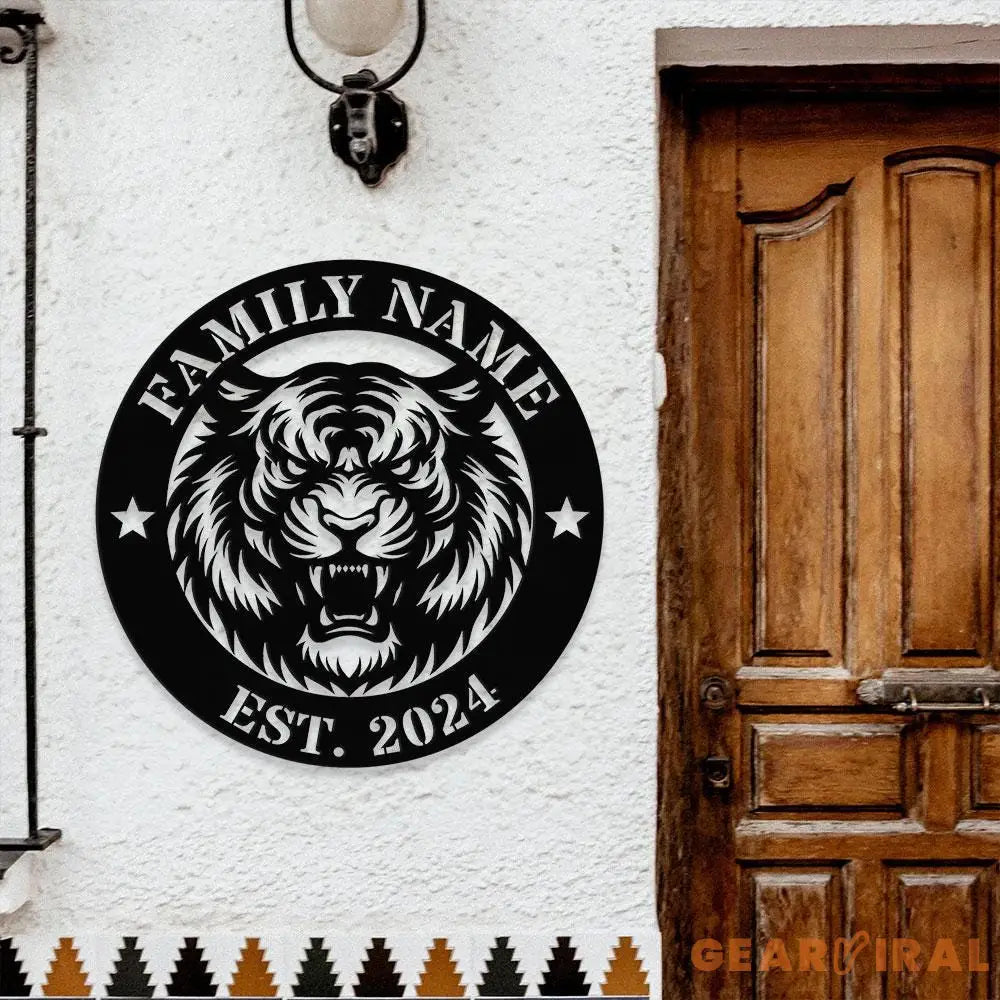 Tiger Metal Sign Personalized Family Name Led Sign Outdoor Door Decor Wall Art Custom Horse Farm Name Sign Housewarming