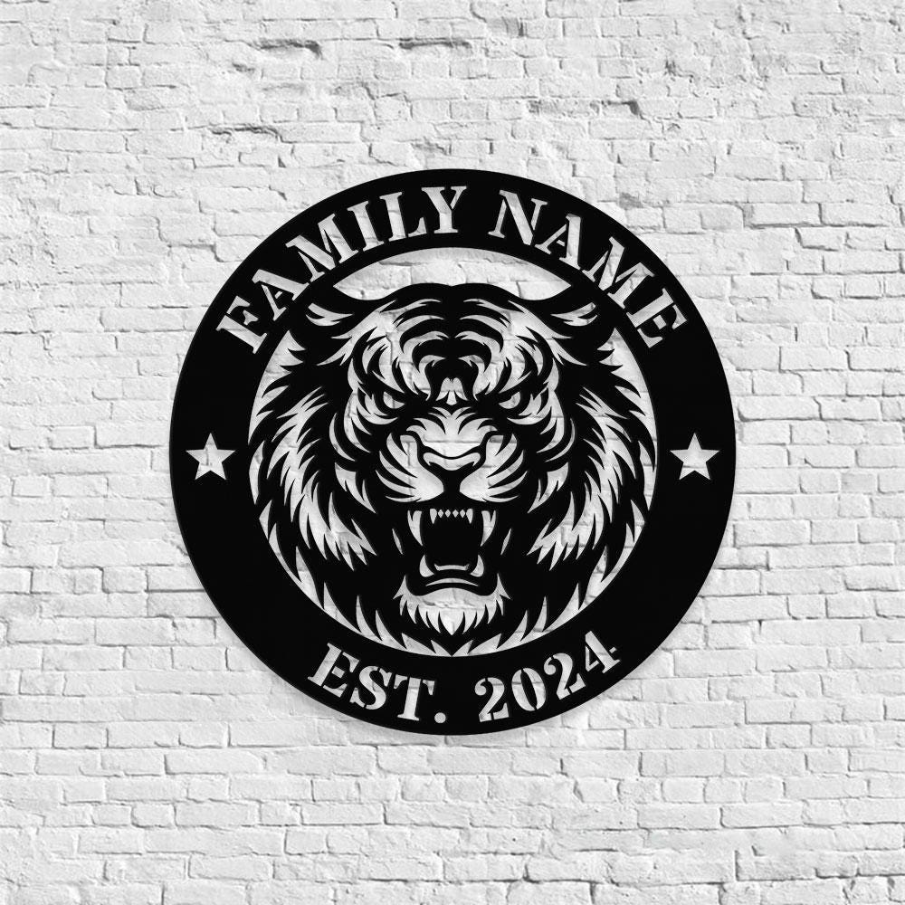 Tiger Metal Sign, Personalized Family Name Led Sign, Outdoor Door Decor, Wall Art, Custom Horse Farm Name Sign, Housewarming Gift