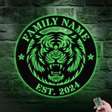 Tiger Metal Sign, Personalized Family Name Led Sign, Outdoor Door Decor, Wall Art, Custom Horse Farm Name Sign, Housewarming Gift