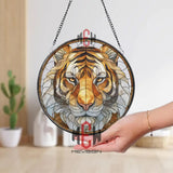 Tiger Stained Glass Suncatcher Bold Wildlife Window Panel Jungle Animal Decor Fierce Big Cat Art Gift for Nature and