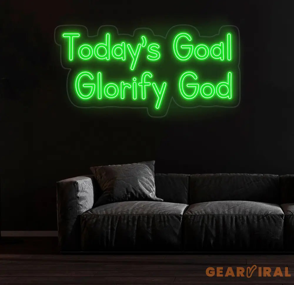 Today’s Goal: Glorify God Neon Sign - Christian Home Decor Religious Wall Art Jesus Neon Light Faith Gift Sign for