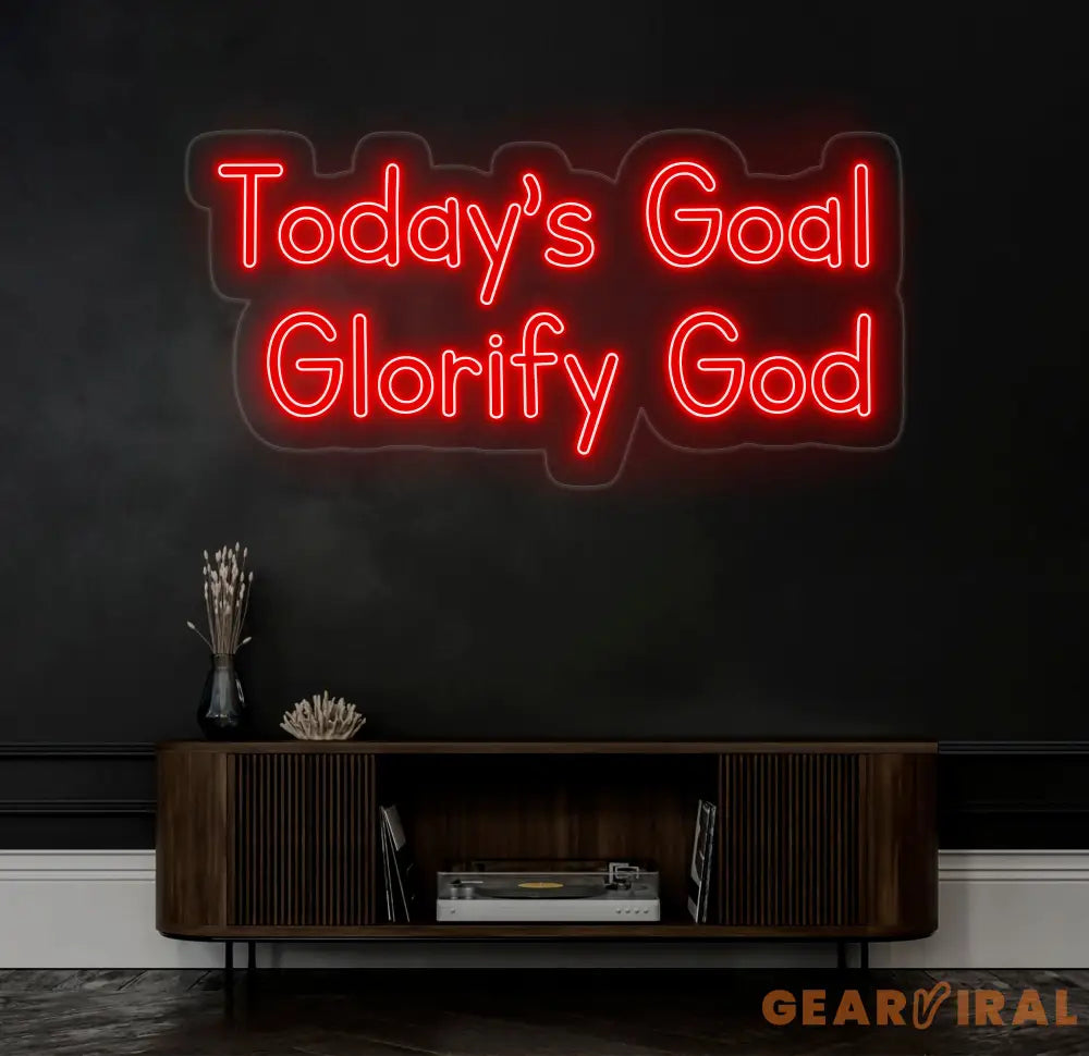 Today’s Goal: Glorify God Neon Sign - Christian Home Decor Religious Wall Art Jesus Neon Light Faith Gift Sign for